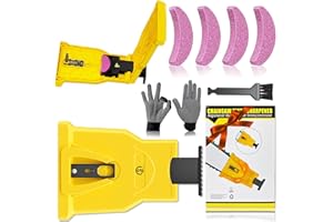CNCJ Chainsaw Teeth Sharpener，Universal and Fast Chainsaw Sharpener，Chain Saw Blade Sharpener with 4Pcs Stone Grinder Sharpening Tools for 12-22 Inch Two Holes Chain Saw Bar