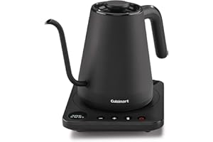 Cuisinart GK-1 Digital Goose Neck Kettle, Precision Gooseneck Spout Designed for Precise Pour Control that Holds 1-Liter, 1200-Watt Allows for Quick Heat Up, Stainless Steel,Black