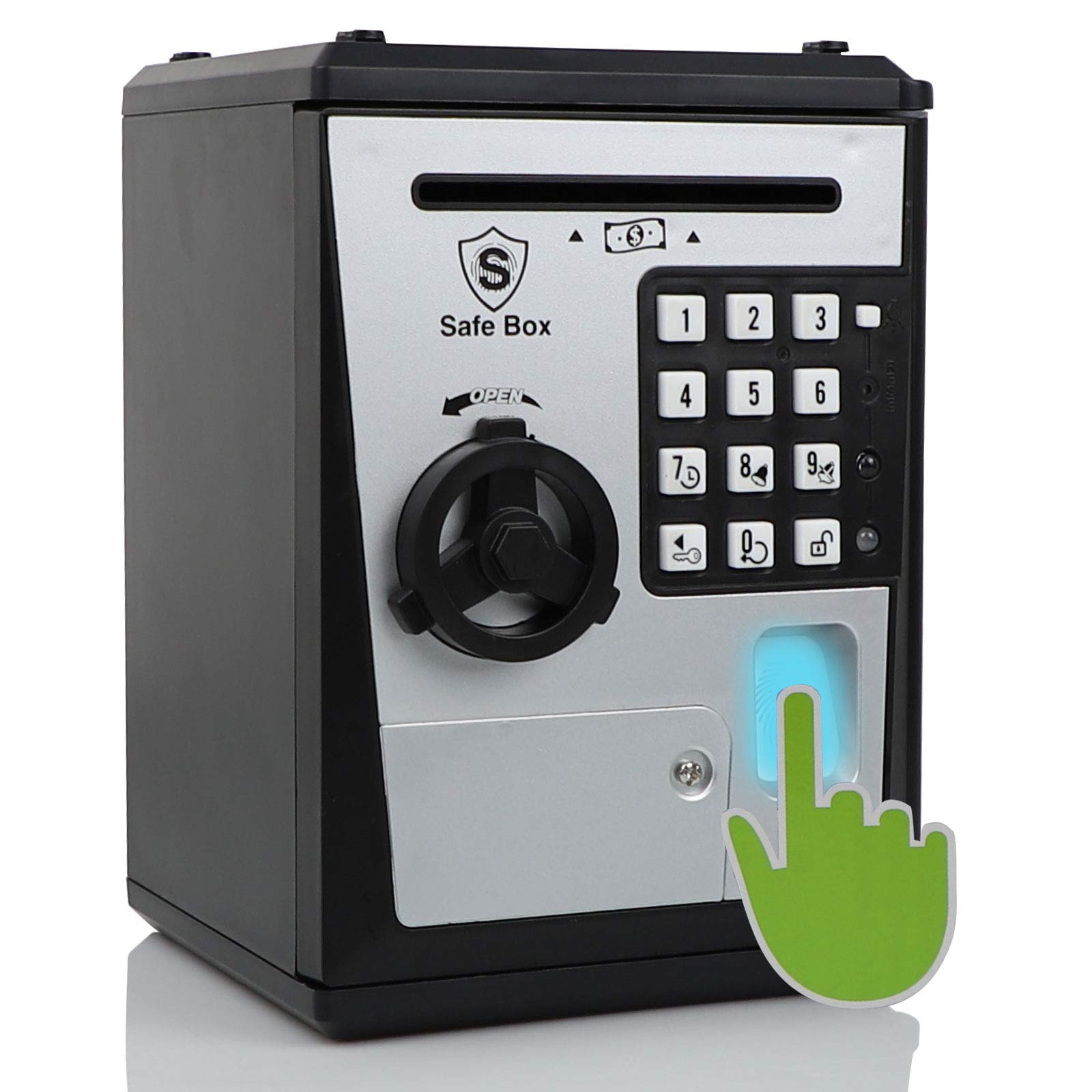 Photo 1 of Lyght Mini ATM Savings Bank for Real Money, Electronic Voice Piggy Banks, Fingerprint Password, Kids Safe Box, Cool Stuff Gift for Boys and Girls Silver/Black
