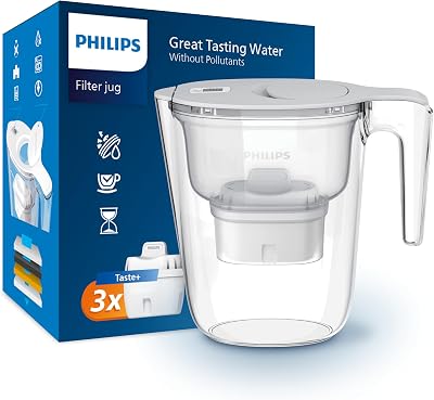 Philips Taste+ Water Filter Jug 2.6L with 3 Replacement Cartridges White