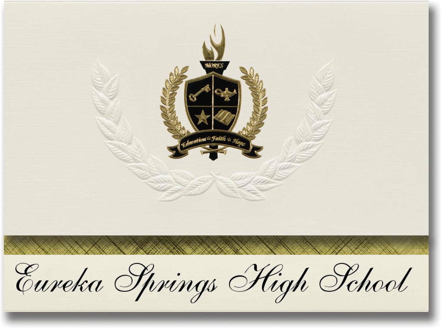 Signature Announcements Eureka Springs High School (Eureka Springs, AR) Graduation Announcements, Presidential style, Elite package of 25 with Gold & Black Metallic Foil seal