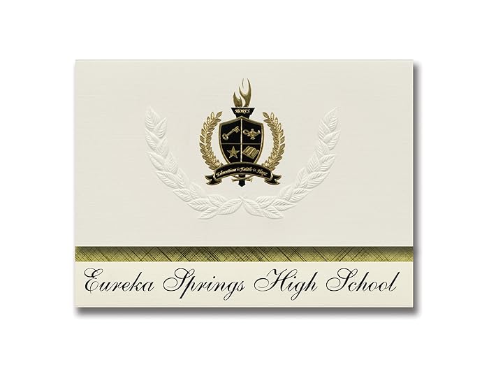 Signature Announcements Eureka Springs High School (Eureka Springs, AR) Graduation Announcements, Presidential style, Basic package of 25 with Gold & Black Metallic Foil seal