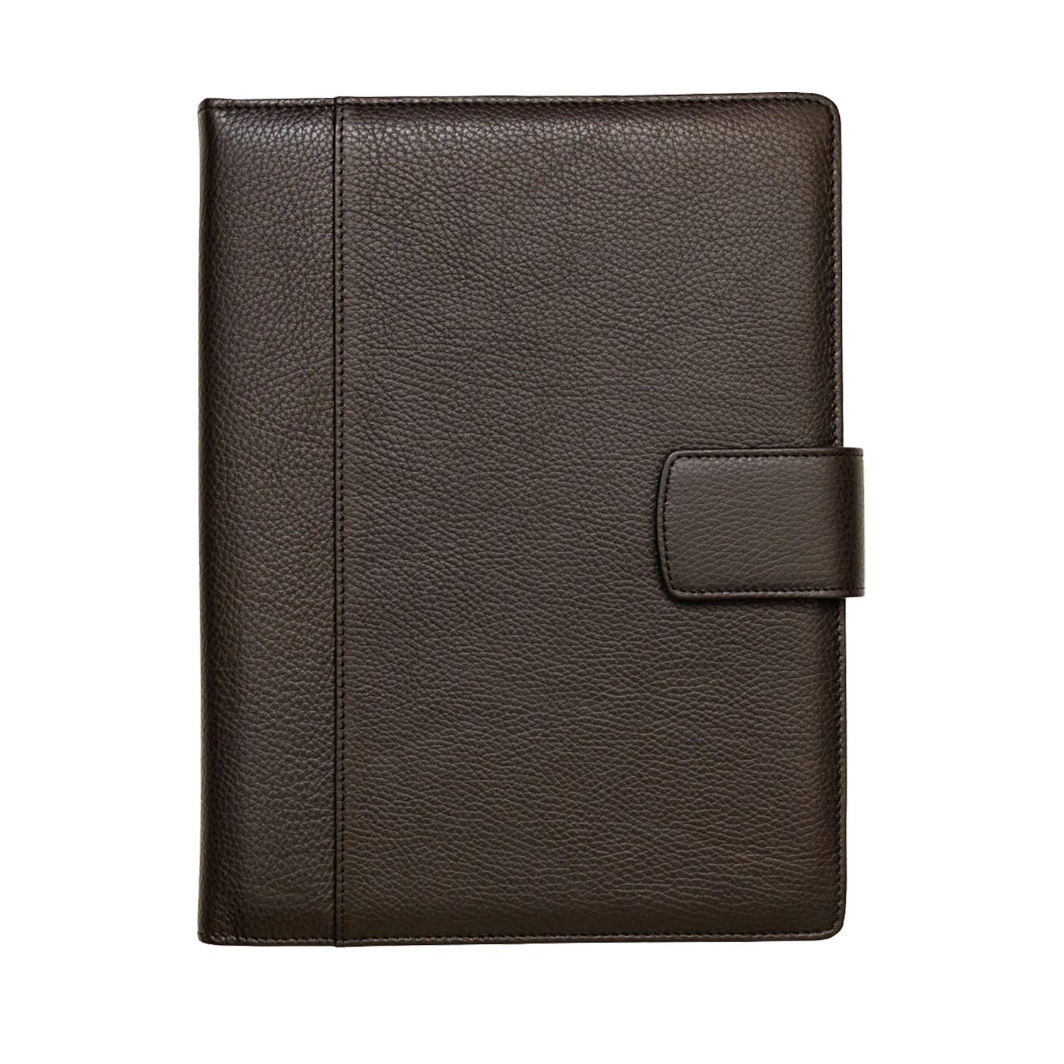 Maruse Italian Leather Organizer Padfolio – Handmade Full-Grain Textured Calf Leather, Spacious & Elegant, Magnetic Closure, Dark Brown