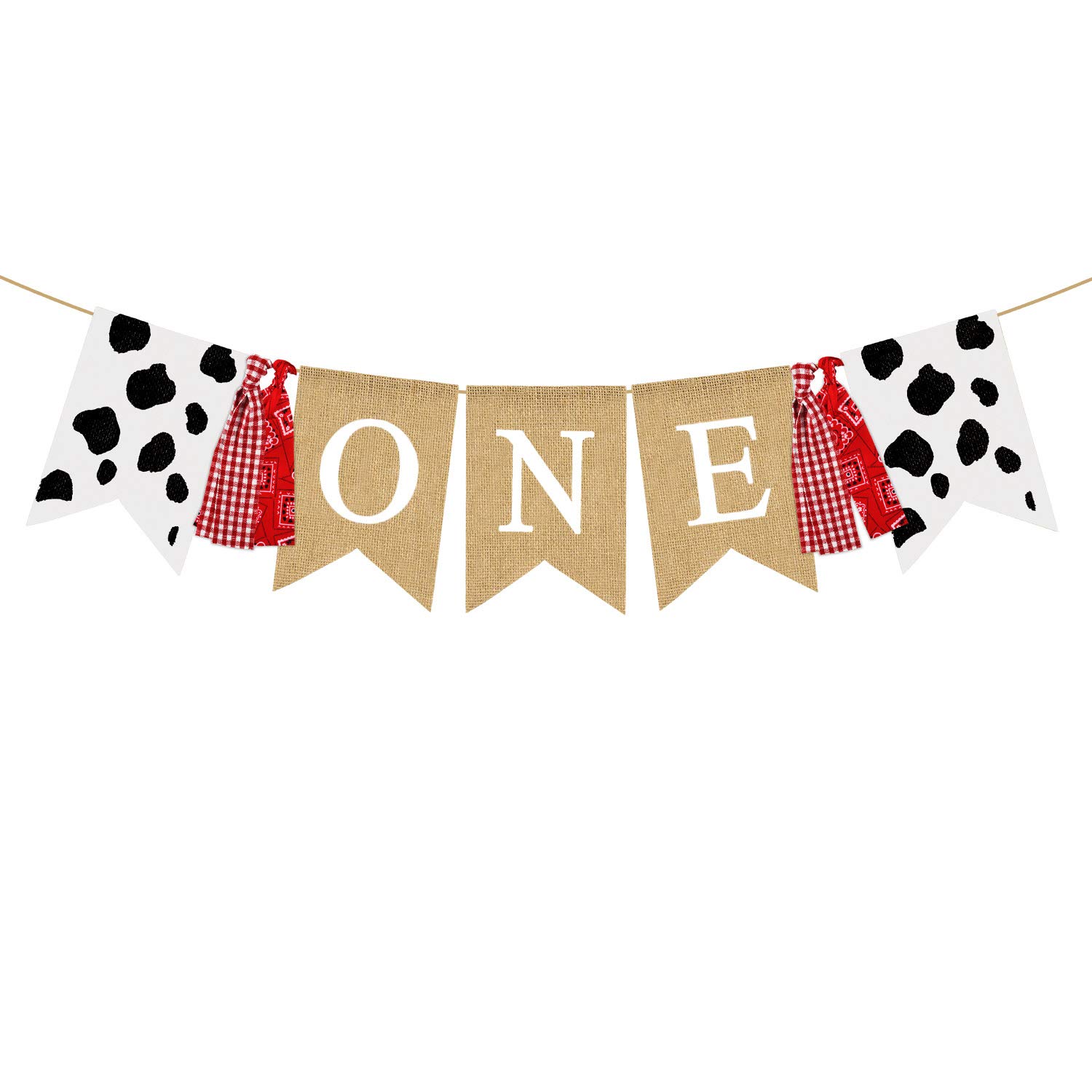 Photo 1 of Rainlemon Farm Boy Girl 1st Birthday Party One High Chair Banner Barnyard Cow Theme First Birthday Highchair Garland Decoration