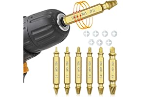 AHYBZN Gold Damaged Screw Extractor Kit and Stripped Screw Extractor Set Easily and Quickly Remove Common Sizes of Damaged, Broken or Stripped Screws – Set of 6 Pcs HSS 4341 Material (Gold)