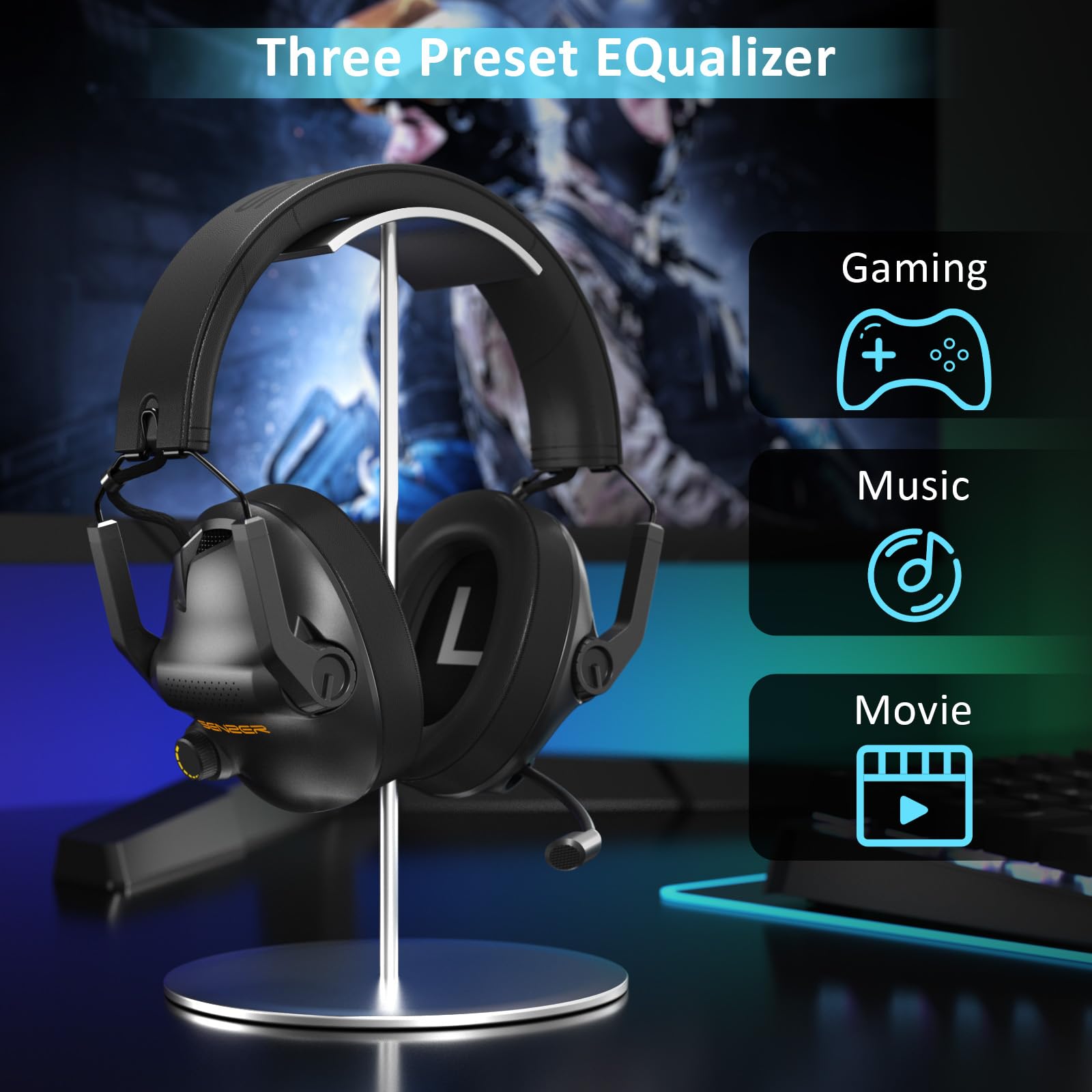 SENZER SG600 Wireless Gaming Headset with Microphone - 7.1 Surround Sound, Noise Canceling Mic, 2.4GHz Wireless & Bluetooth 5.3 - Foldable Gaming Headphones for PC PS5 PS4 (Not Xbox Compatible)
