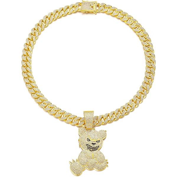 HELLOICE Micro Paved Evil Bear Head 3D Cartoon Iced Out HELLOICE Micro Paved Evil Bear Head 3D Cartoon Iced Out