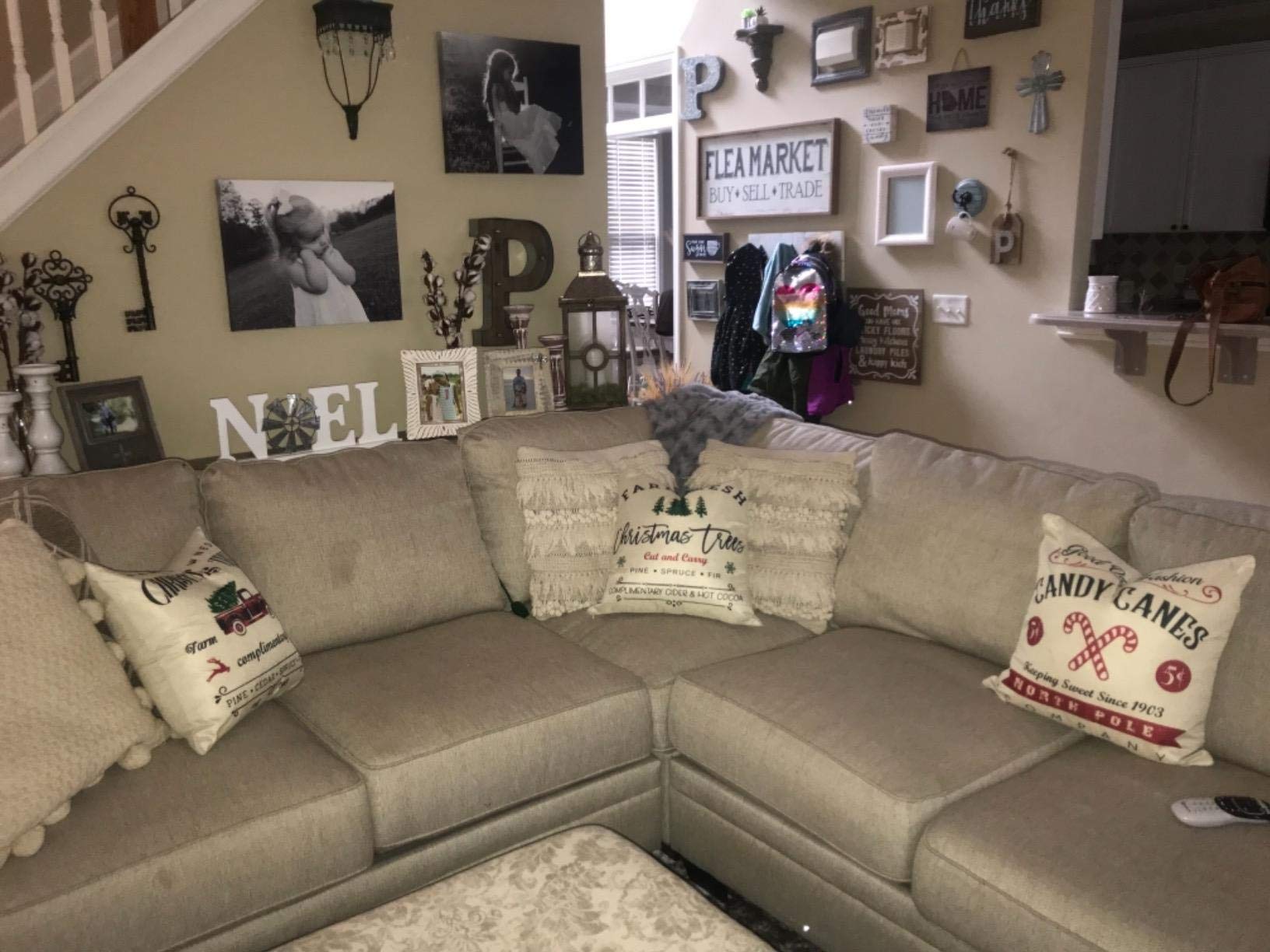 DAJIEWENHUA Christmas Pillow Covers 18x18 Set of 4 for Christmas Pillow Cover Winter Holiday Rustic Linen Cushion Case for Sofa Couch Christmas Decorations Throw Pillow Covers