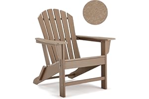 BUPPLEE Folding Adirondack Chair - Durable HDPE Poly Lumber All-Weather Resistant, Foldable Oversized Balcony Porch Patio Outdoor Chair for Lawn, Backyard, Garden, Camping - Easy Installation, Pale Ocre