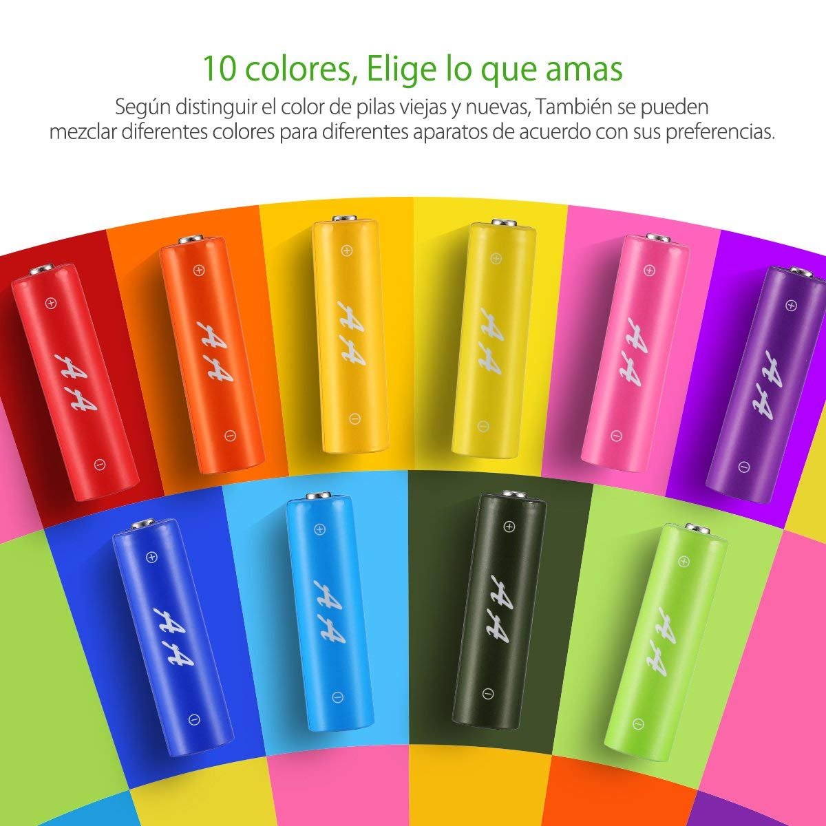EBL 2500mAh AA Ni-MH Arco iris de la Batería Recargable para los Equipos Domésticos (Paquete de 10 Unidades)