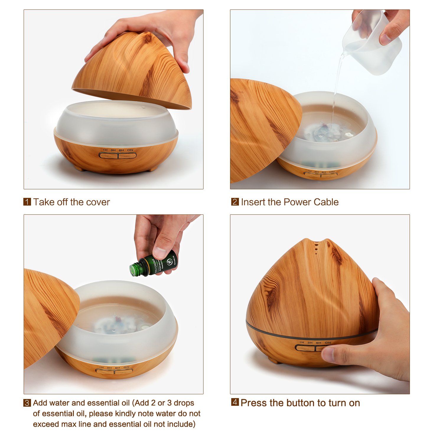 OMOTON Aroma Diffuser, 400ML Essential Oil Diffuser for Aromatherapy, Ultrasonic Cool Mist Humidifier with 14 Color LED Lights, Fragrance For Home Office, Bedroom, Bathroom, Yoga, Spa (2017 Version)