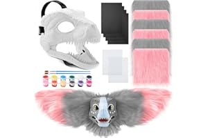 Seenelling 13 Pcs DIY Dino Mask Kit Hard Plastic Dinosaur Mask Furry Therian Dino Costume Kit Animal Dinosaur Party Costume