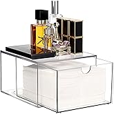 Sumnacon Disposable Face Towel Holder for Bathroom Vanity, Clear Plastic Facial Towels Holder Container with Drawer Storage, Face Towels Case Organizer Compatible with Clean Skin Cluub Towel