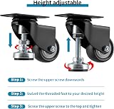 Skelang 4x 50mm Swivel Leveling Castors Adjustable Feet Wheels 150kg Load view 4
