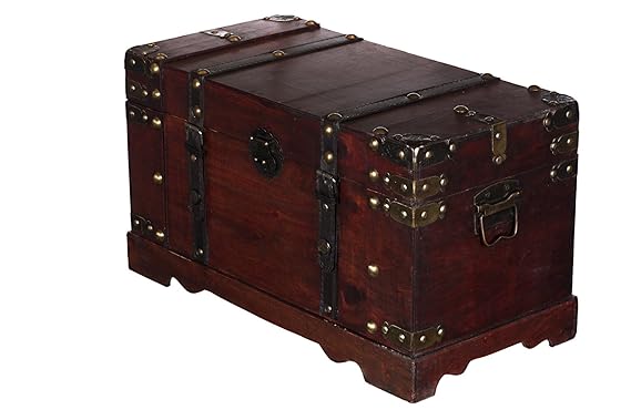 FD00387Truhe, Holztruhe, Schatzkiste,Kiste, Piratenkiste, Kleinmöbel, Mit Metallbeschlägen, Antikoptik, Holz, verschieden Grö