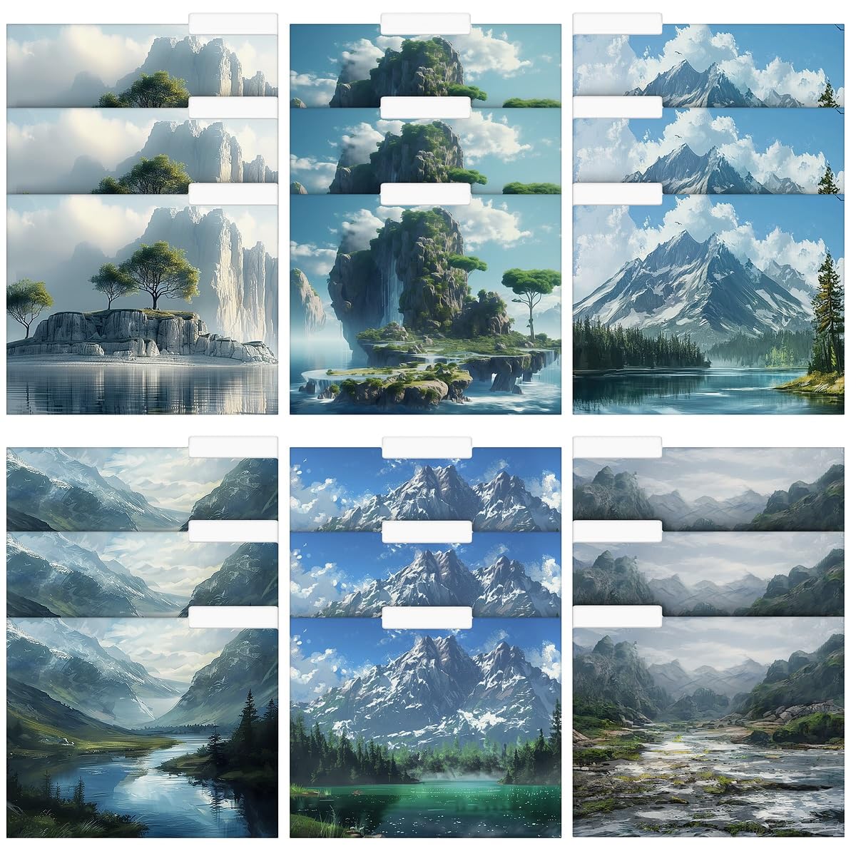 Photo 1 of Decorative File Folders, 12-Pack – Nature-Inspired Aesthetic Designs – Full Color Inside & Out – Letter Size, Extra-Thick with 1/3-Cut Tabs – Eco-Friendly Paper – INKORIA