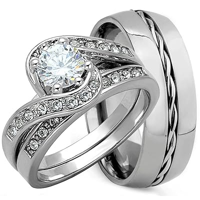 NYCJewelrydesign 3 Pieces Men's and Women's, His & Hers, 925 Genuine S