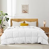 Joysoul Goose Feathers Fiber Comforter - Lightweight Ultra Soft Fabric Cover Breathable White Down Feather Fill, Queen Size Duvet Insert (88" X 88")