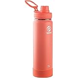 Takeya Actives Insulated Stainless Steel Water Bottle with Spout Lid, 24 oz, Coral