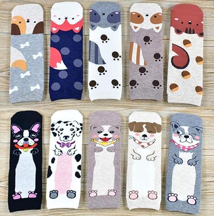 Regali Di Natale Spiritosi.M Ournm Calzini Da Donna Popolari Cartoon Pug Kitten Pattern Cotton Socks Regali Di Natale Divertenti Simpatici Calzini Donna Y Amazon It Casa E Cucina