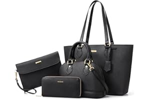 BAGSURE 4PCS Women Fashion Handbags Purses Wallet Shoulder Bags Casual Tote Bag Crossbody Bags, Handbag Set Gift for Ladies Girls