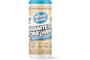 MiracleWipes for Granite & Stone, Clean, Protect, Polish Stone, Marble, Quartz, Slate, Tile, Laminate Surfaces in Kitchen and Bathroom - 30 Count