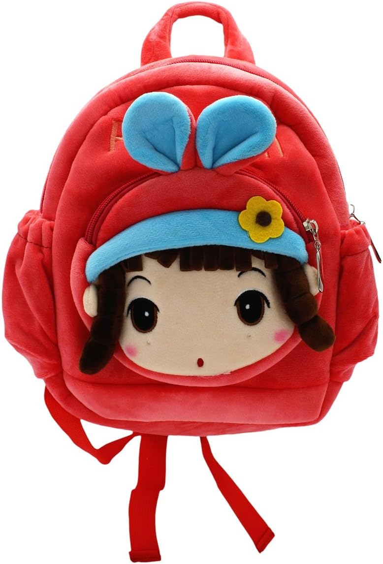 Shopaholic Cute Pretty Girl Soft Bag for Kids Bag, Cartoon Bag, Plush Bag (Age Group :1-3 yrs) (Red)