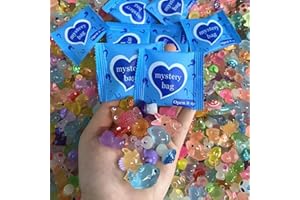 Geshus Mini Glow in The Dark Resin Animals, Mystery Bag Mini Resin Animals, Individually Wrapped Blind Bag Hide Small Luminous Figures, for Fairy Garden Accessories, Random Design (50pc)