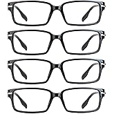 VisionGlobal 4 Pairs Reading Glasses, Blue Light Blocking Glasses, Computer Reading Glasses for Men(Black, +2.50 Magnification)