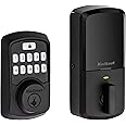 Kwikset 99420-003 Aura Bluetooth Programmable Keypad Door Lock Deadbolt Featuring SmartKey Security, Iron Black