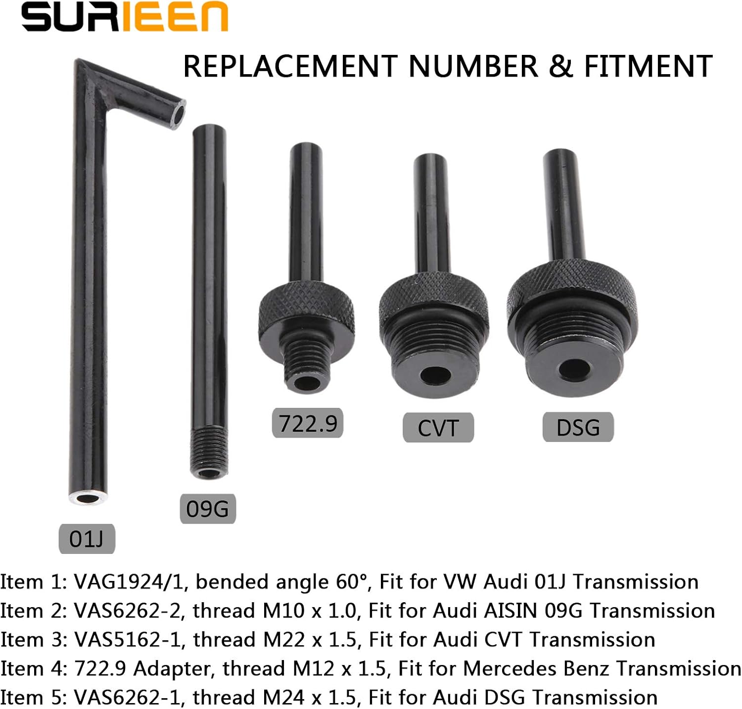 SURIEEN 5Pcs Transmission Service Fluid Oil Filling Filler Adapter ATF Compatible with DSG CVT 09G 01J 722.9 for Audi Benz - Image 4