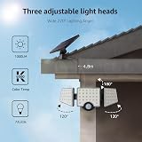Lepro Solar Security Lights Outdoor Motion Sensor 1200LM 3 Heads IP65 view 3