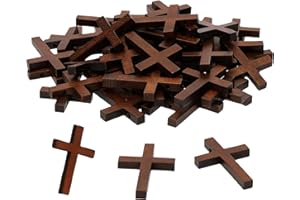 bepisof 50pcs Mini Wooden Crosses, Mini Cross Brown Wooden Crosses for Crafts,Cross Pendants,Small Ornament for Crafts Christian Baptism Easter First Communion Rosary