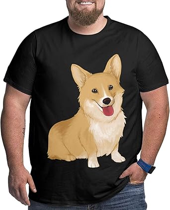 Cute Smiling Corgi Big Size Men's T-Shirt Black: Amazon.co.uk: Clothing
