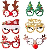 VEYLIN 6 Pc Christmas Glitter Party Glasses Fancy Dress Costume Decor Kids view 1