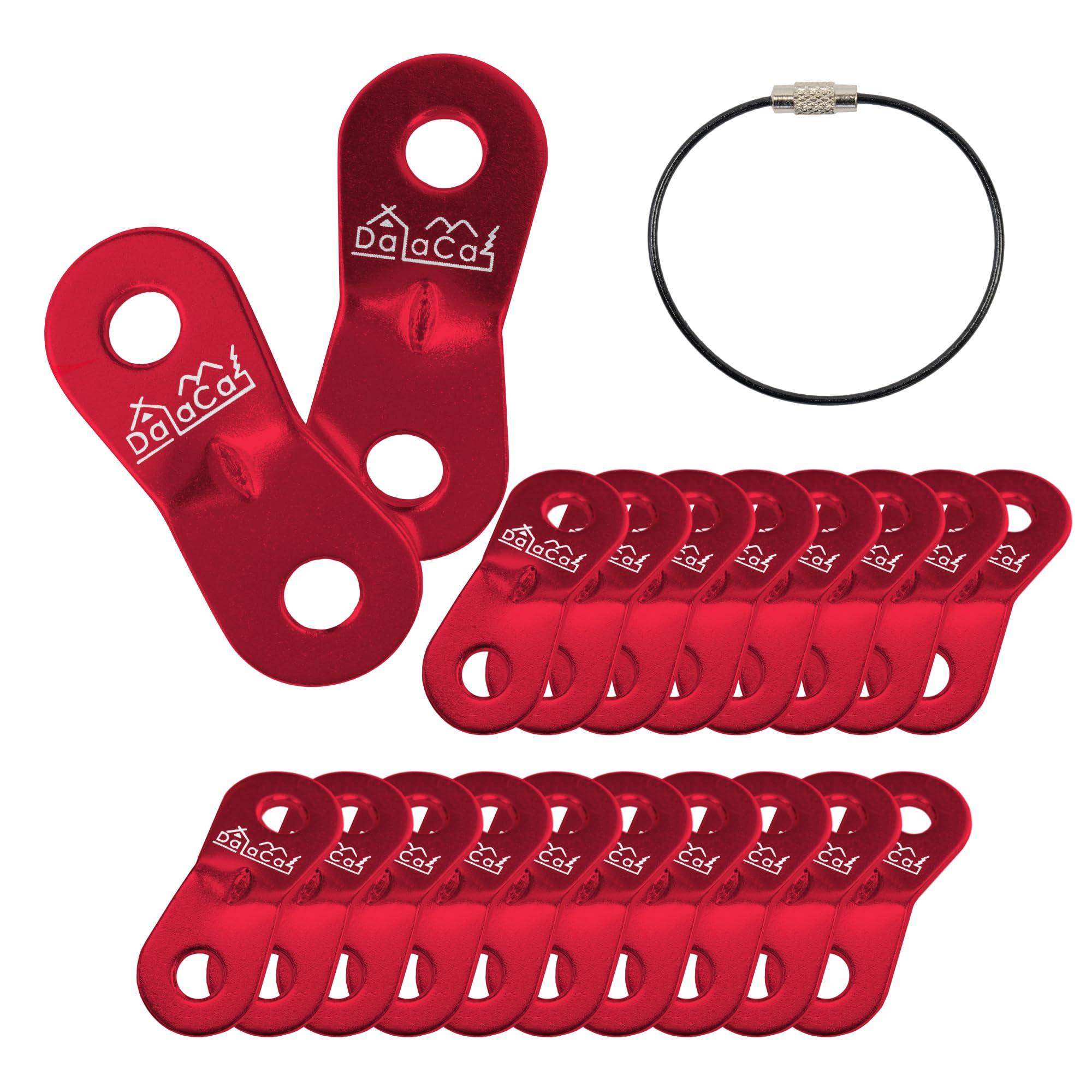 DaLaCa アルミニウム 自在金具 ロープテンショナー テント タープ ロープ 張り用 20個セット 5ｍｍまで対応 (レッド)商品画像