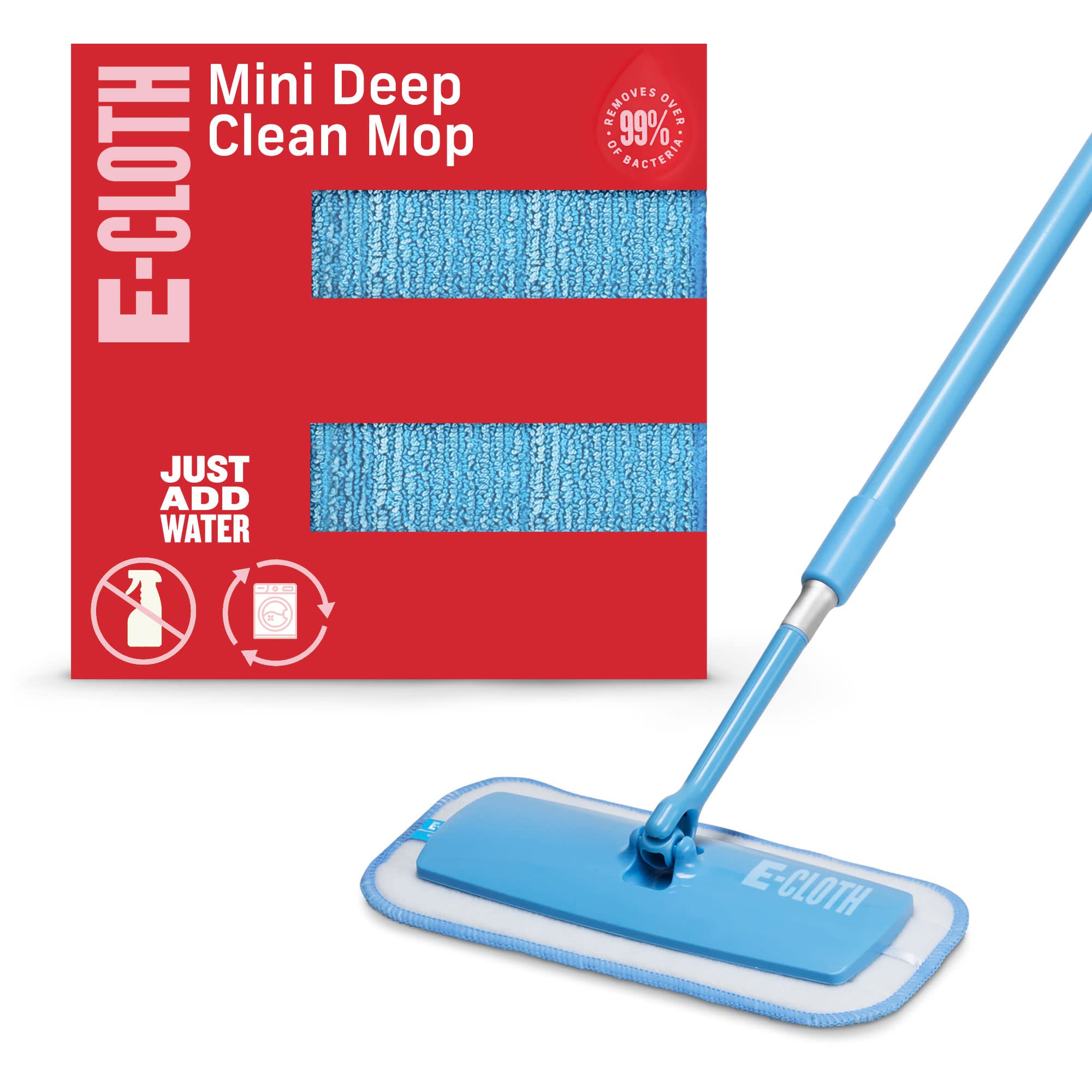 E-Cloth Mini Deep Clean Mop, Premium Microfiber Mops for Floor Cleaning, Great for Hardwood, Laminate, Tile and Stone Flooring, Washable and Reusable, 100 Wash Guarantee, 1 Pack Image