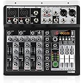 XTUGA KP4 4 Channel Audio Mixer with Bluetooth,DJ Sound Board Controller | USB Audio Interface,16-Bit DSP Effect,+48V Phantom Power,Mixer Board for Home Studio Recording,Live Streaming,Party,Church
