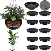 7.16&rdquo; Self Watering Planter Insert, 10 Pack Invisible Hanging Basket Drip Pan Hanging Basket Planter Plant Auto Watering Devices Plastic Water Catcher Saucer Tray for Outdoor Indoor Pots Liners