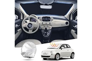 T TGBROS Windshield Sun Shade Custom Fit for 2011-2019 Fiat 500 Coupe Convertible Accessories Foldable Sun Shield Reflective Polyester Sun Visor Cover Block Heat and Sun Protection