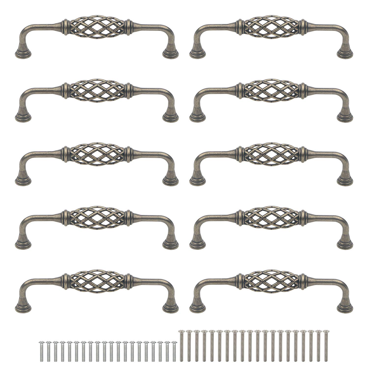 Rowiz 10PCS Artistic Birdcage Shape Zinc Alloy Classical Drawer Handle Cabinet Handle 128mm Hole Pitch