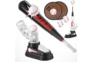 Wupuaait T Ball Set for Kids Toddlers 3-5, Toss and Catch Ball Game Outdoor Toys with Fixed Tee Ball Stand, Baseball Launcher, Softballs and Beginner Glove, Sport Toy Gift Idea for Boys and Girls