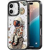 Bouvardia for iPhone 16 Case, Cute Design for Women & Girls, Protective & Aesthetic, Gray Bumper - Astronaut