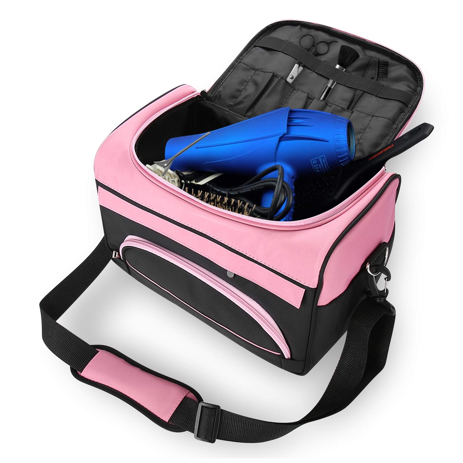 Ejoyous Professional Hairdressing Carrying Bag, Hair Equipment Storage Case with Adjustable Shoulder Strap Portable Travel Bag with Multiple Layers to Organise Salon Tools