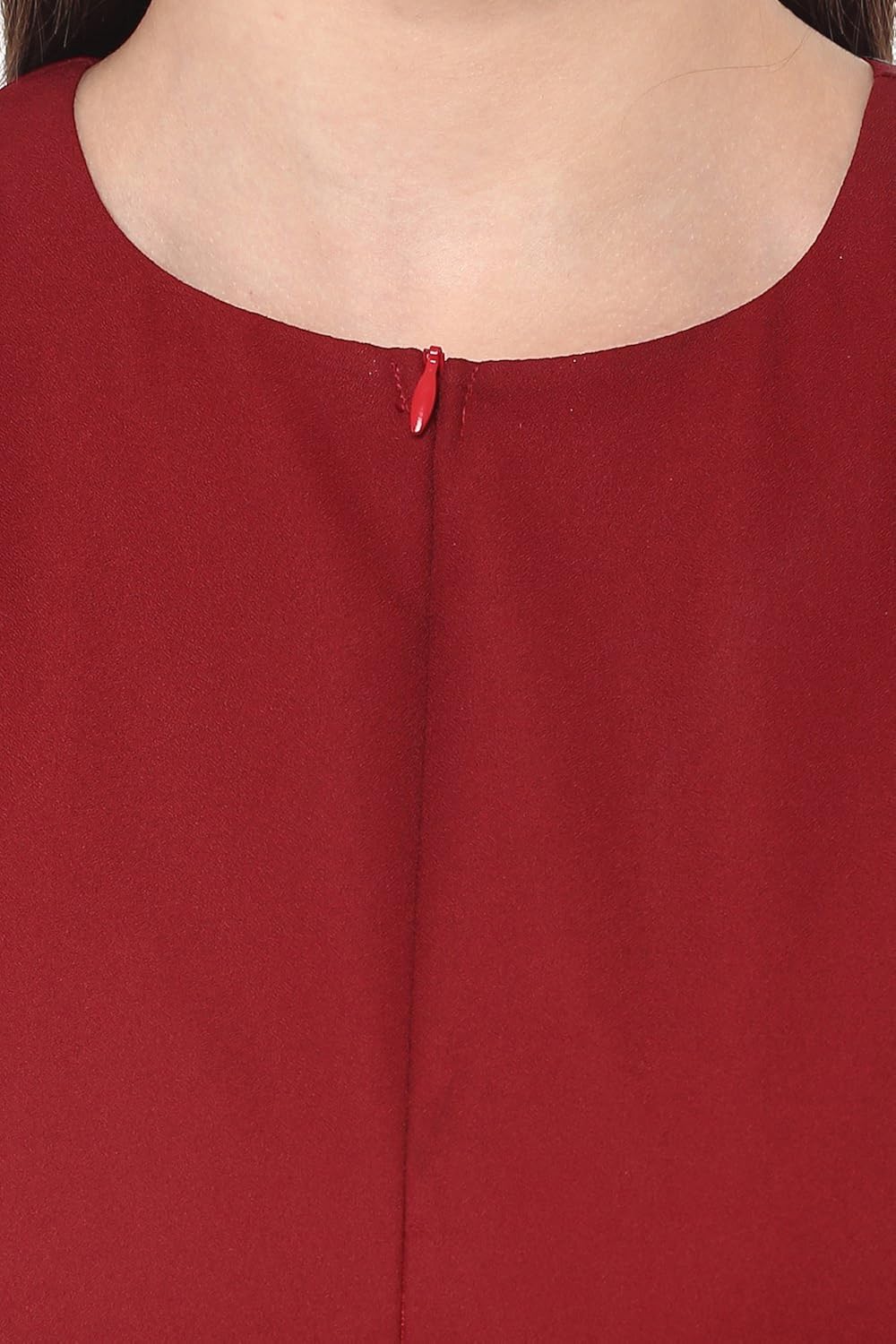 miss chase women's maroon sleeveless round neck solid straight jumpsuit