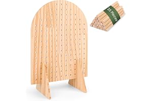 LUOYADEE Wooden Pegboard Display Stand With 25 Pcs Wood Dowel Rods, Oval Pegboard Stand for Jewelry, Craft Shows, Keychain, Necklace, Selling, Vendor Events, Peg Board Accessories Rack Organizer, 15.75"x11.75"