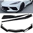 Full Body Kits Compatible with Corvette C8 Stingray Z51 2020-2023 5VM Style Side Skirt & Front Bumper Lip (Gloss Black)