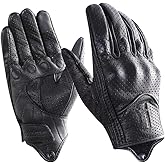 Harssidanzar Leather Motorcycle Gloves for Men Touchscreen GM028