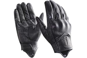 Harssidanzar Leather Motorcycle Gloves for Men Touchscreen GM028