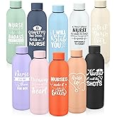 Reallnaive Nurse Appreciation Gift Bulk 17 oz Frosted Stainless Steel Thank You Water Bottle Double Wall 304 Matte Cup Tumbler Mug for Nurses Xmas Gifts Assistant